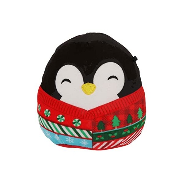 Squishmallow Kellytoy Peluche douce à presser 11,4 cm Pingouin Luna Pingouin dans un pull de Noël 