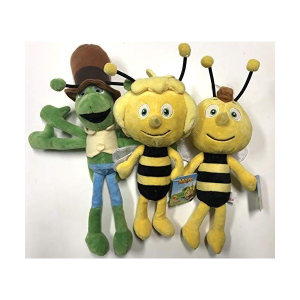 Ensemble Complet de 3 Peluche Plush Maya labeille - Maya Willie Flip - 23cm - Maya The Bee - Original Officiel Simba