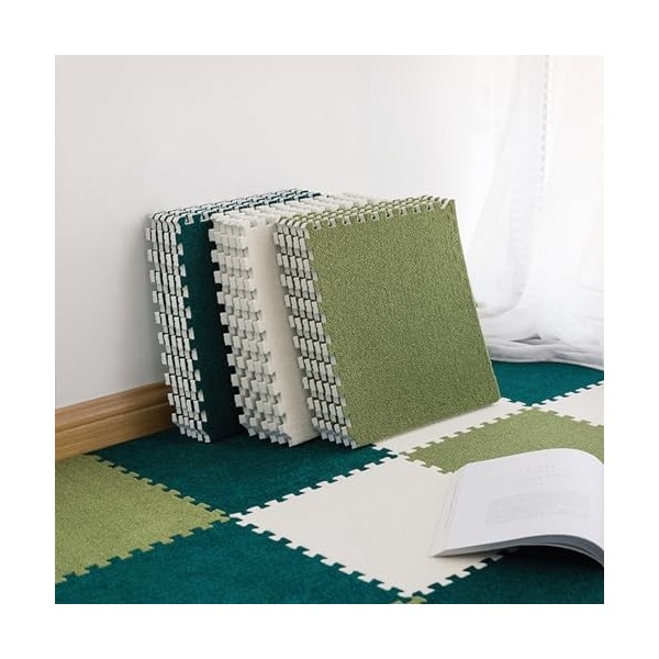 Tapis Puzzle Doux En Peluche - 12 Pièces 30x30 Cm - Enfants, Salon, Chambre - Blanc Et Autres Couleurs - 10