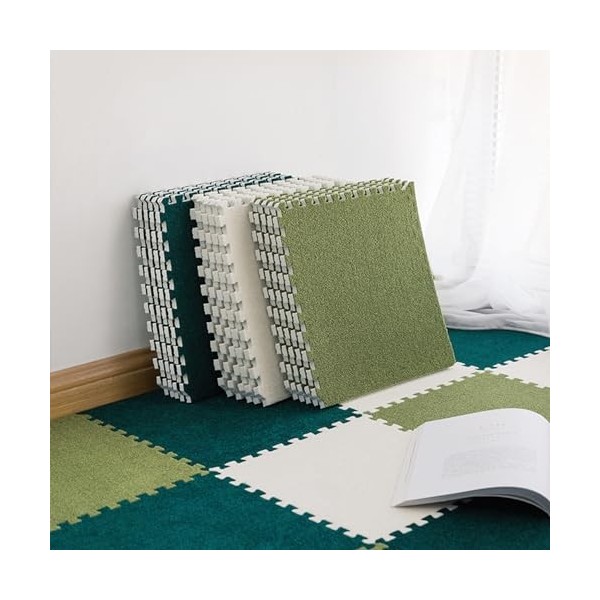 Tapis De Sol en Mousse Puzzle 12 Pièces, Dalles De Moquette Emboîtables, Tapis Déquipement dexercice, Tapis De Sol De Prote