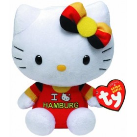 TY 46261 – Exclusive City Hello Kitty Baby – Hambourg avec nœud en Peluche Noir/Rouge/doré 15 cm