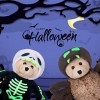 My OLi Peluche dHalloween 22,9 cm - Ours en peluche brillant dans le noir - Squelette en peluche avec chapeaux rabattables -