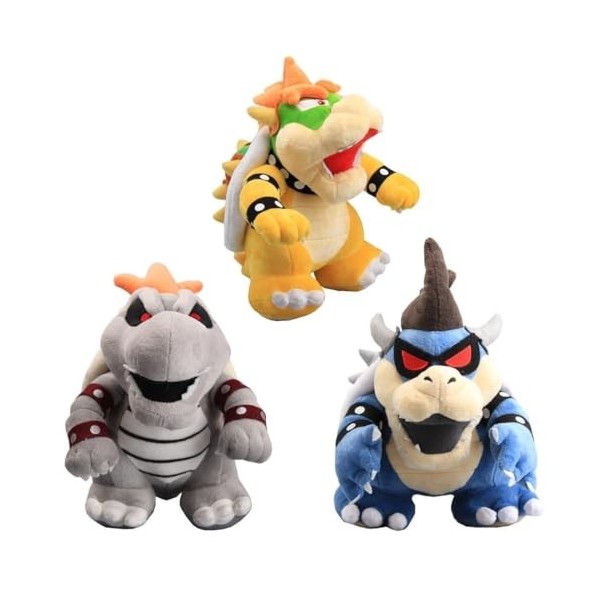 LYOUAE Peluche Jouet Enfant 3 pièces Koopa Bowser Roi foncé Koopa Bowser Jouets en Peluche Doux en Peluche Enfants poupée Cad