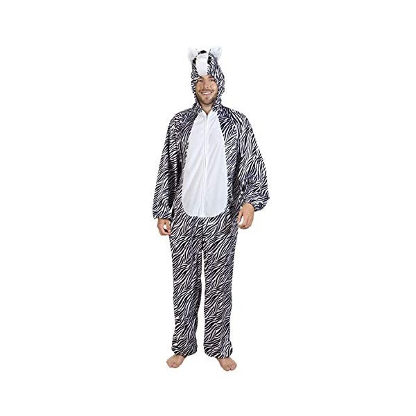 Boland - Costume de survêtement en peluche Zèbre pour adultes, blanc/noir, max 1,95 m, 88053