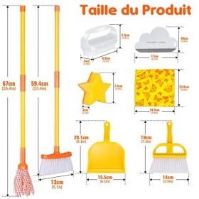 Midyb Kit De Nettoyage pour Enfants, 8 pièces Kit Menage Enfant Jouet, Jouets de Nettoyage Cadeau Compris Balai Enfant, Pelle