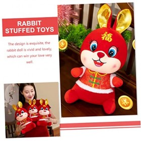 ibasenice 4 Pièces Bouton Tang Costume Lapin Joli Lapin en Peluche Année des Poupées De Lapin Cadeau De Jouet en Peluche De L