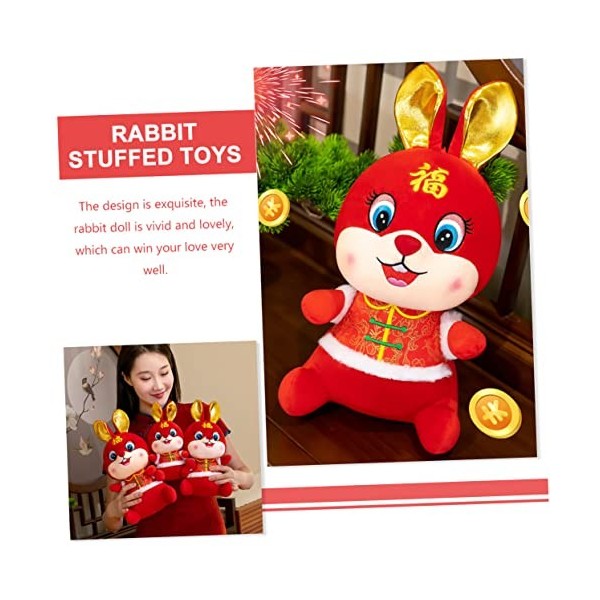 ibasenice 4 Pièces Bouton Tang Costume Lapin Joli Lapin en Peluche Année des Poupées De Lapin Cadeau De Jouet en Peluche De L