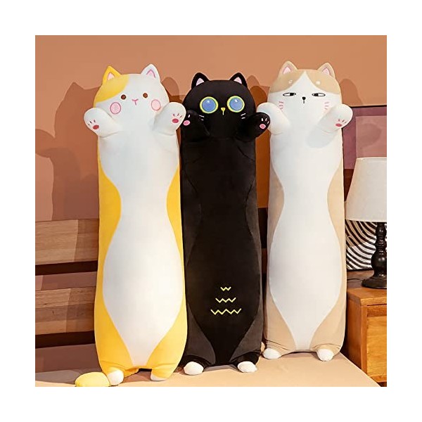 UOWEG Coussin pour chat en peluche, mignon, doux pour la peau, longue poupée de chat élastique avec plus de 30 sons interacti