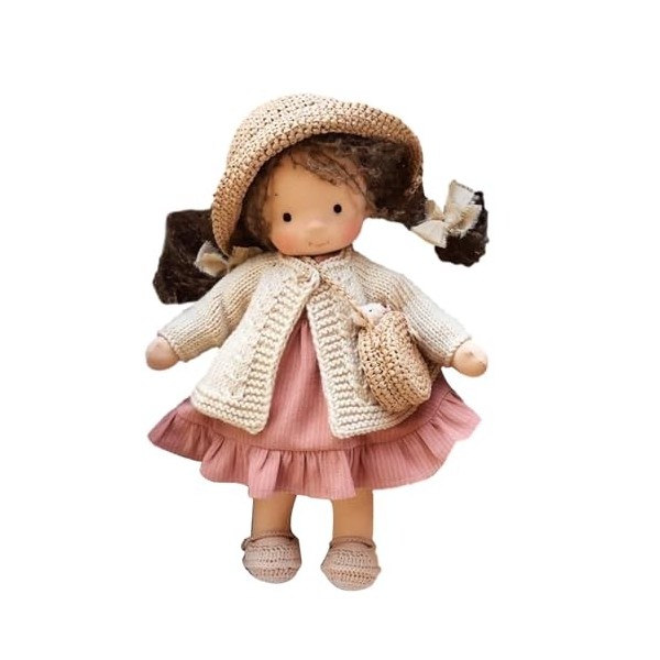 HUNYA Waldorfs Doll, Poupée Waldorfs Faite Main, Jouet Danime en Peluche, Beaux Jouets en Peluche, Cadeaux de Baptême de Pou