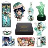 MOTAO Genshin Impact Box Coffret Cadeau avec Peluche, Veilleuse, Poster, Taie doreiller, Stand, Bracelet, Badge, Keychain, P