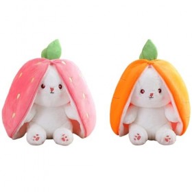 ImockA 18-50 cm Peluche Mignon Transform Fraise Lapin Poupée Peluche Carotte Lapin Fruit Poupée en Peluche Figure Enfants Pri