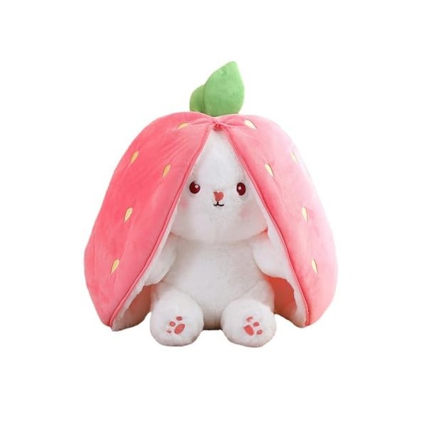 ImockA 18-50 cm Peluche Mignon Transform Fraise Lapin Poupée Peluche Carotte Lapin Fruit Poupée en Peluche Figure Enfants Pri