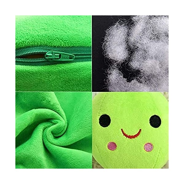 EdirFtra 3 Coussins de gousses de Pois Jouets en Peluche de gousses de Pois, 1 Gousse de Pois, 3 Haricots, Jolis oreillers de