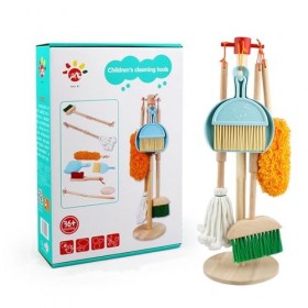 Abhpjuy Maison de jeu pour enfants - Kit de nettoyage - Pour éducation précoce - Balai en bois - Outils de nettoyage