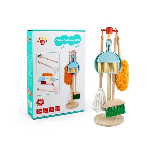Abhpjuy Maison de jeu pour enfants - Kit de nettoyage - Pour éducation  précoce - Balai en bois - Outils de nettoyage