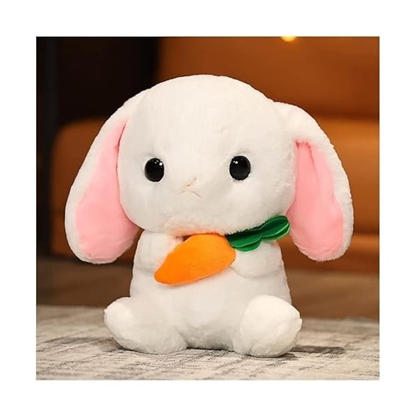 SKUZA Peluches, 22~65 cm Doux Longues Oreilles Lapin en Peluche Peluche Assis Fraise Lapin Poupée Adorable Lapin Peluche Peti