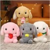 SKUZA Peluches, 22~65 cm Doux Longues Oreilles Lapin en Peluche Peluche Assis Fraise Lapin Poupée Adorable Lapin Peluche Peti