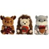 Aurora 3 Piece Plush Rolly Pet 5" Christmas Holiday Assortment, Hedgehog, Reindeer and Squirrel