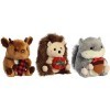 Aurora 3 Piece Plush Rolly Pet 5" Christmas Holiday Assortment, Hedgehog, Reindeer and Squirrel