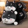 80cm-120cm Drôle Habillé Husky Poupée en Peluche Vêtements Noirs Doux Husky Couché en Peluche Jouet Chien Noir Animaux Enfant