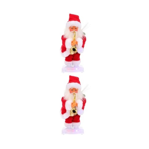 Toyvian 2 Pièces Père Noël Électrique Décorations De Table pour La Maison Danse Noël Père Noël Poupée en Peluche De Noël Joue