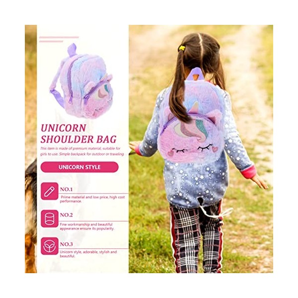 Toyvian 5 Pièces Sac à Licorne Sac En Peluche Mini Sac Décole Sac De Livres En Peluche Sac De Livre Pour Enfants Cartable Po