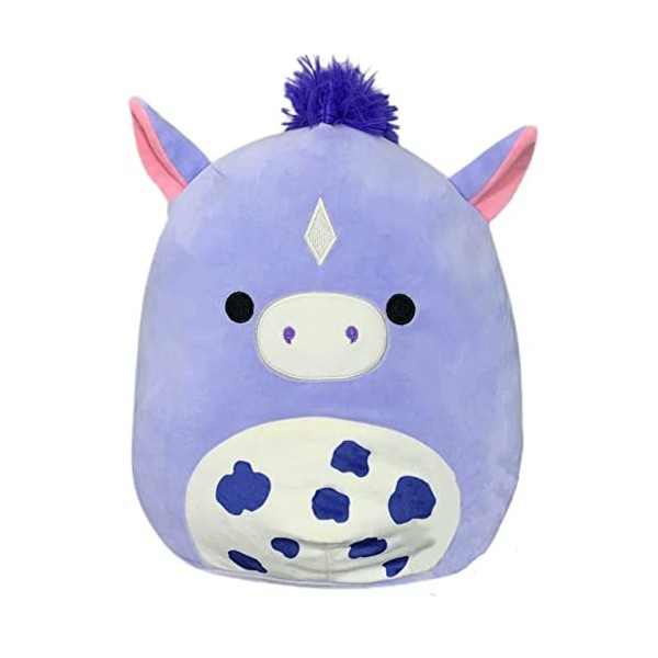 Squishmallow Kellytoy Peluche officielle Farm Squad - Animaux en peluche souple cheval violet prairie, 12,7 cm 