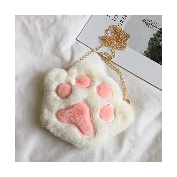 NYSJLONG Sacs pour Enfants Mignon Ours Patte Filles chaîne Fermeture éclair Sac à bandoulière Beaux Enfants Doux en Peluche P