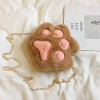 NYSJLONG Sacs pour Enfants Mignon Ours Patte Filles chaîne Fermeture éclair Sac à bandoulière Beaux Enfants Doux en Peluche P