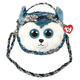 Ty - Sac à Bandoulière Peluche à Sequins - Slush le Chien Husky, TY95125, Multicolore
