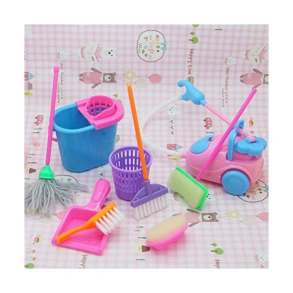 Ouken Enfants Nettoyage des Jouets De Chariot De Ménage Set Prétend De Ménage Kit De Jouet Mini Aspirateur Nettoyant Nettoyag