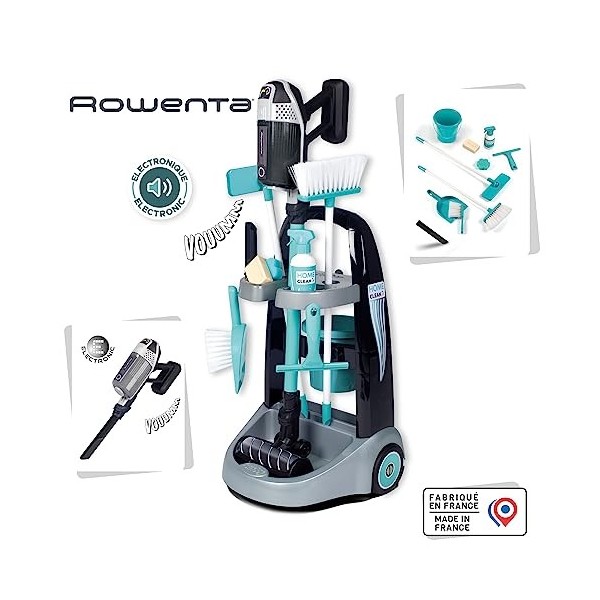 Smoby Rowenta 330319 Chariot de Nettoyage avec aspirateur