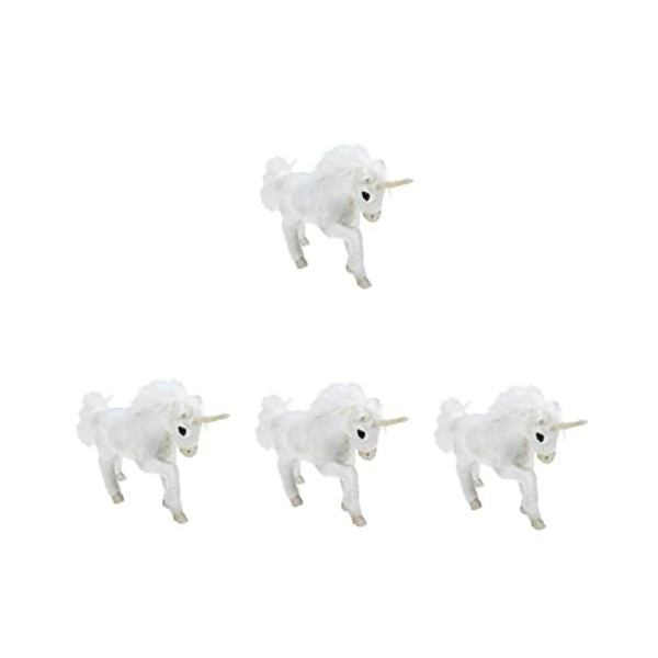 Abaodam 4 Pièces Licorne De Simulation Peluche Oreiller Animal Modèle danimaux Mythiques Poupée en Peluche Tout-Petit Décora