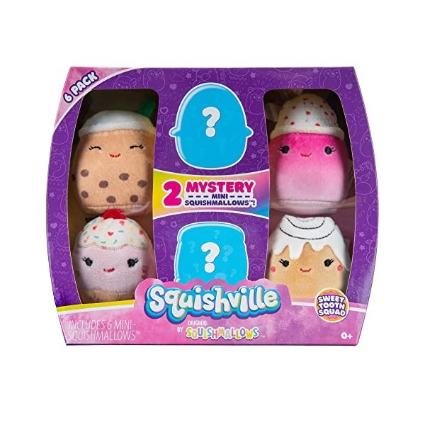 Squishville- Sweet Tooth Squad Lot de 6 squishmallows 5 cm, SQM0216, Multicolore