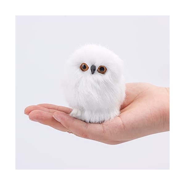 Lot de 3 chouettes artificielles en peluche pour décoration de Noël - Motif hibou mignon - Cadeau danniversaire - Blanc