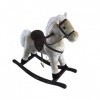 The Rocking Horse Co. - Cheval à bascule blanc en peluche - Finition douce - Avec sons - Sur des bascules en bois massif