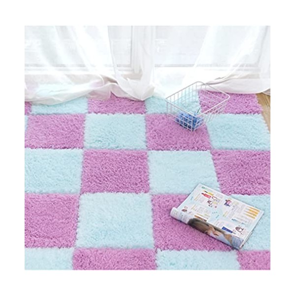 Lot de 16 Dalles De Moquette Emboîtables Antidérapantes Douces, Puzzle Carré,Tapis De Sol Carrés en Mousse De Puzzle en Peluc