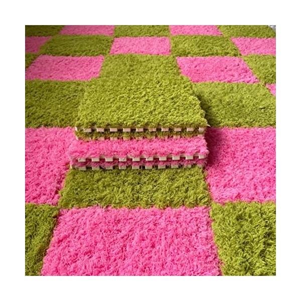 Lot de 16 Dalles De Moquette Emboîtables Antidérapantes Douces, Puzzle Carré,Tapis De Sol Carrés en Mousse De Puzzle en Peluc