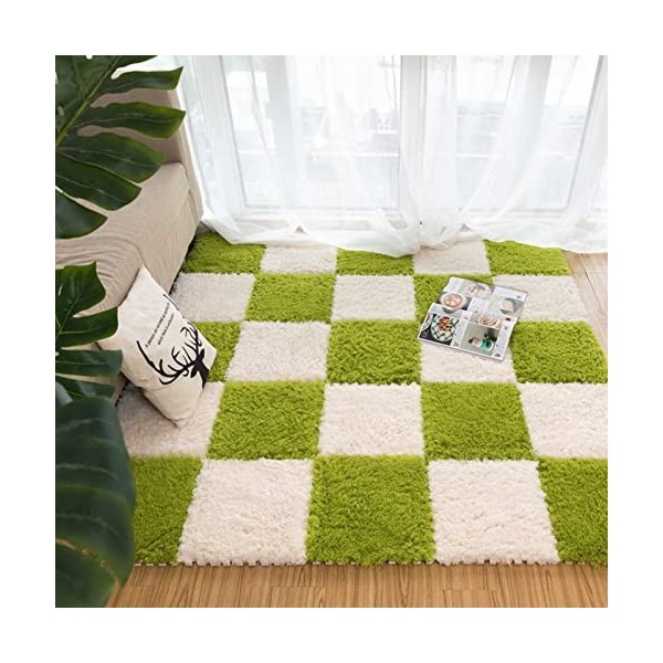 Lot de 16 Dalles De Moquette Emboîtables Antidérapantes Douces, Puzzle Carré,Tapis De Sol Carrés en Mousse De Puzzle en Peluc