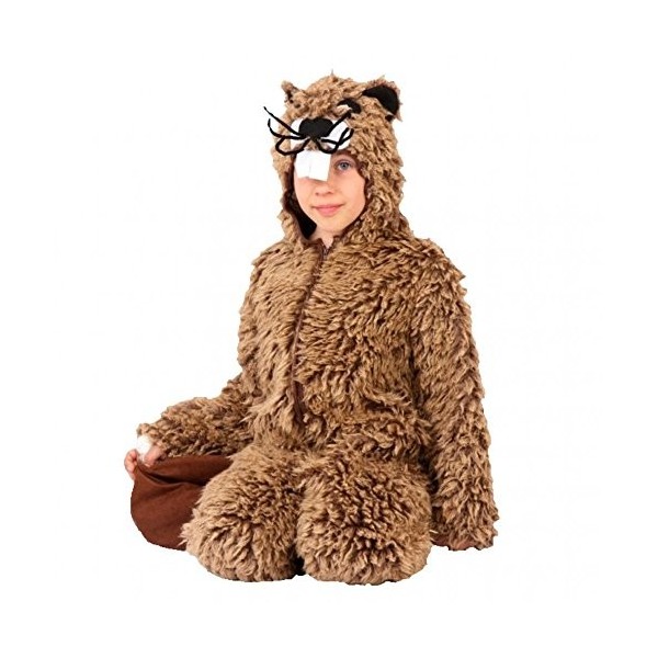 Costume Enfant Castor, Salopette Marron, Tissu Peluche Costume Animal Rongeur Carnaval