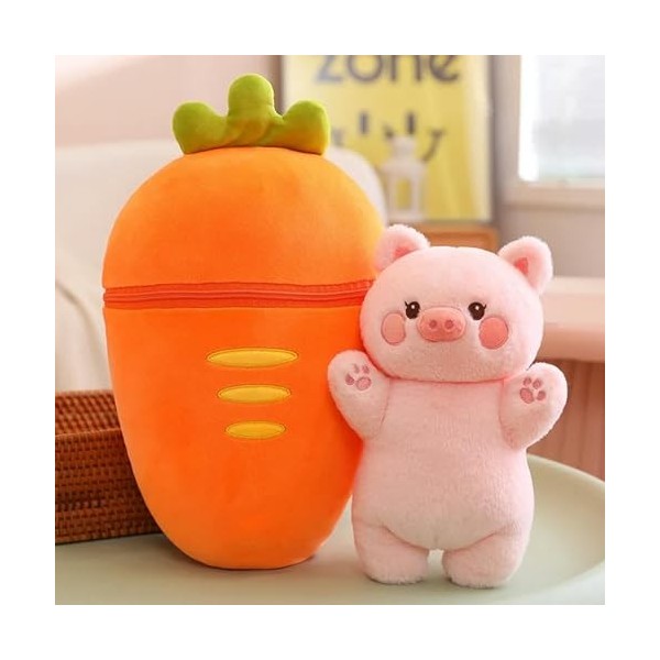 EacTEL Kawaii Peluche Jouet Lapin en Peluche Cochon caché dans Carotte Fraise Sac Fruits créatifs taiyaki Oreiller Jouet Enfa