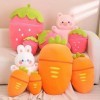 EacTEL Kawaii Peluche Jouet Lapin en Peluche Cochon caché dans Carotte Fraise Sac Fruits créatifs taiyaki Oreiller Jouet Enfa