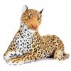 Peluche Léopard 110 cm Couché - Peluche XL - Grand Chat Marron