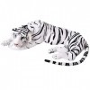 Te Tendance XXL Animal en Peluche Tigre Animaux en Peluche stofftiger Ultra-réaliste félin allongé Jungle Steppe 90 cm Blanc 