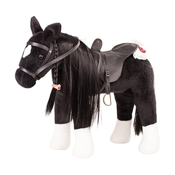 Götz 3402783 Cheval de poupée Noir coiffable - Grand Cheval en Peluche pour poupées - Hauteur au Garrot 37 cm - Cheval Noir e