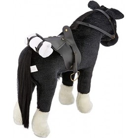 Götz 3402783 Cheval de poupée Noir coiffable - Grand Cheval en Peluche pour poupées - Hauteur au Garrot 37&nbsp;cm - Cheval Noir e