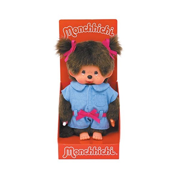 Bandai - Monchhichi - peluche - Fille combinaison Jeans 20 cm