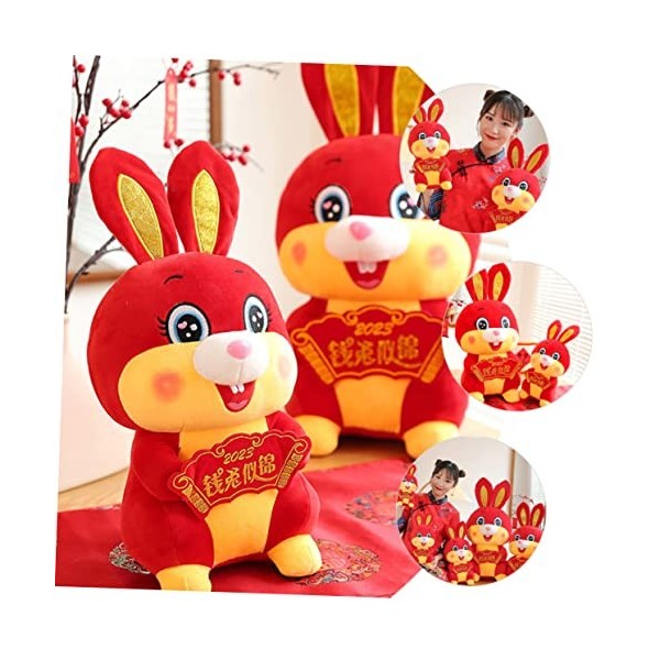 Toyvian 4 Pièces Lapin en Peluche Figurines De Lapin du Nouvel an Poupée De Mascotte De Lapin Peluche Zodiaque Chinois Zodiaq