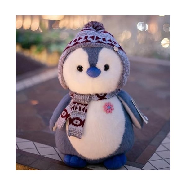 EacTEL Mignon pingouin en peluche avec chapeau Kawaii Pingouin Poupée en peluche Fille Décoration dintérieur 47 cm 3