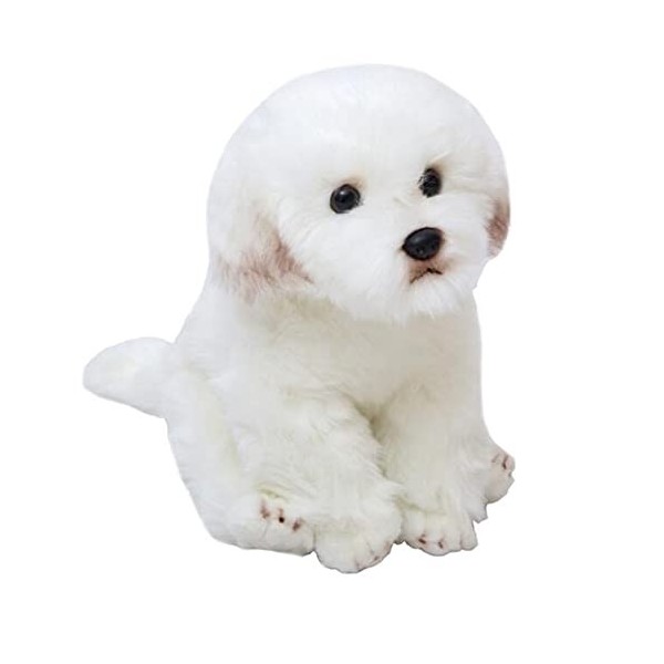 Ermano Peluche 35 cm Mignon Animal mimique Malte Chien Enfant Fourrure Jouet Cadeau danniversaire Noël